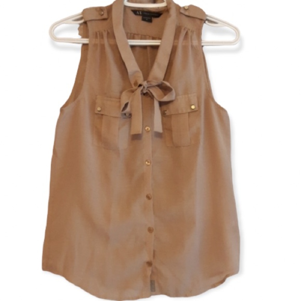 Armani Exchange top sleeveless button front